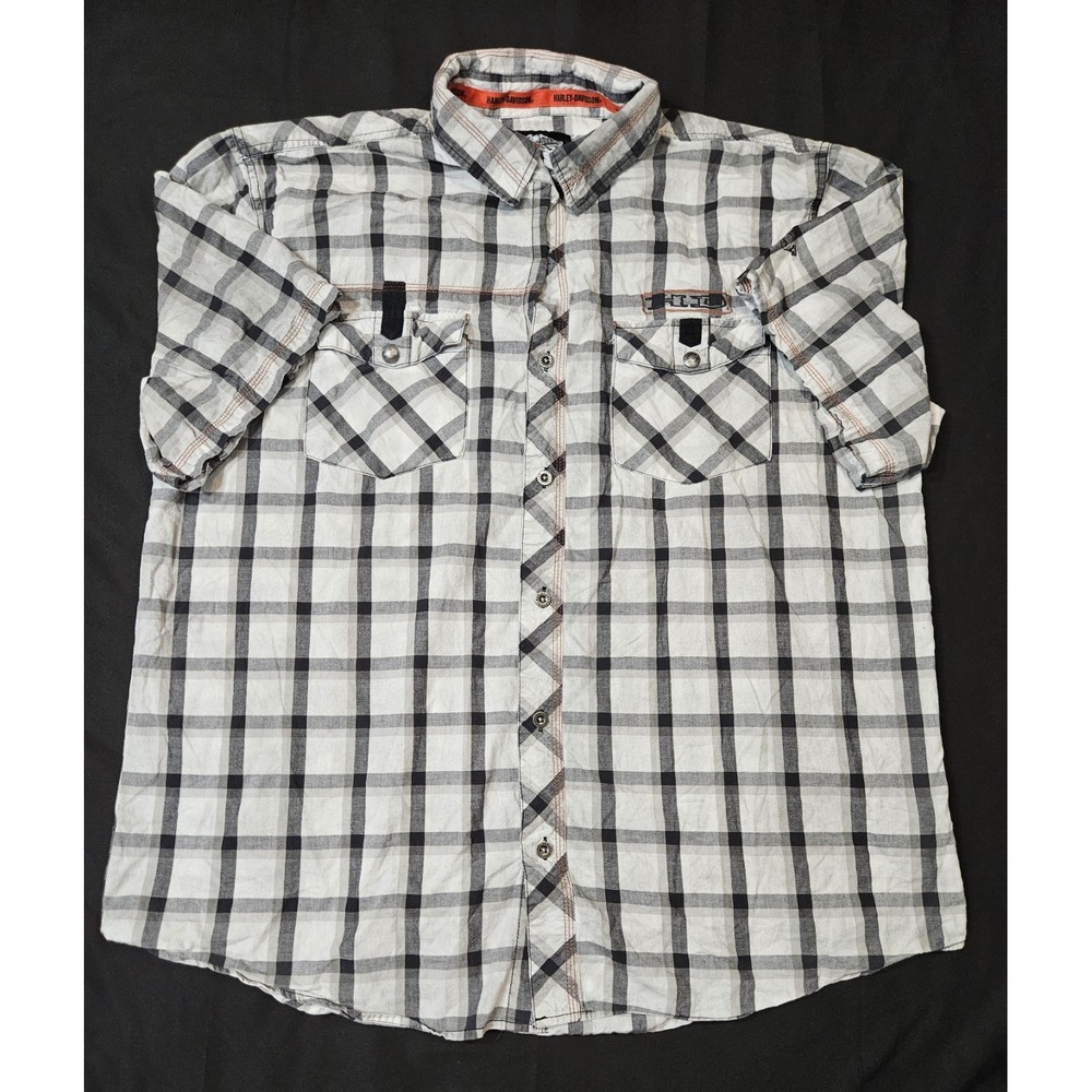 Harley Davidson Striped Short Sleeve Button Down Shirt Size 2XL